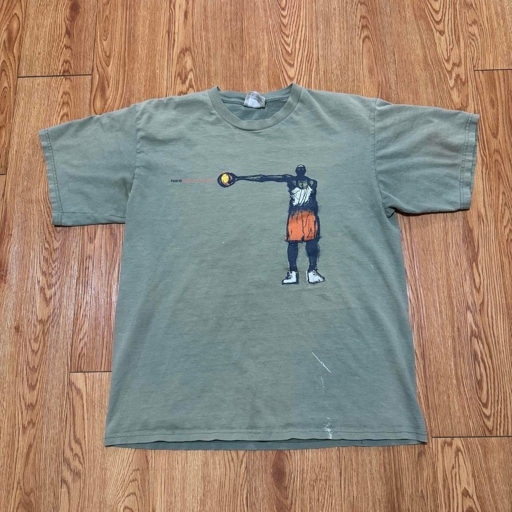 Vintage Nike Basketball Men's Shirt Medium Green Flight Faded 90s